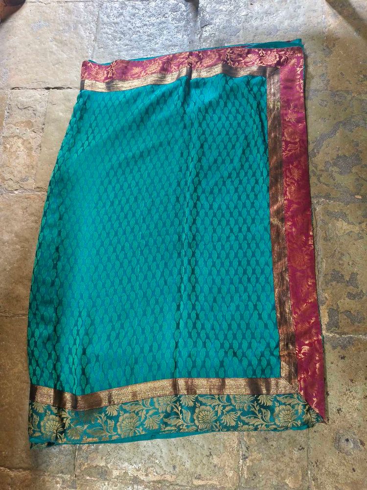 Teal Brocade Saree