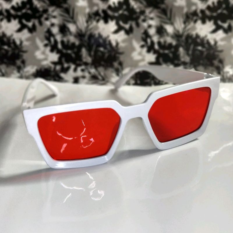 New White &amp; Red Sunglass For Men And Women