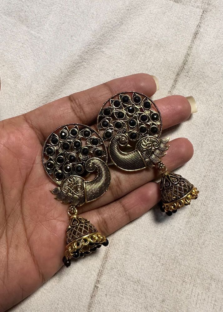 Peacock Jhumka Earrings