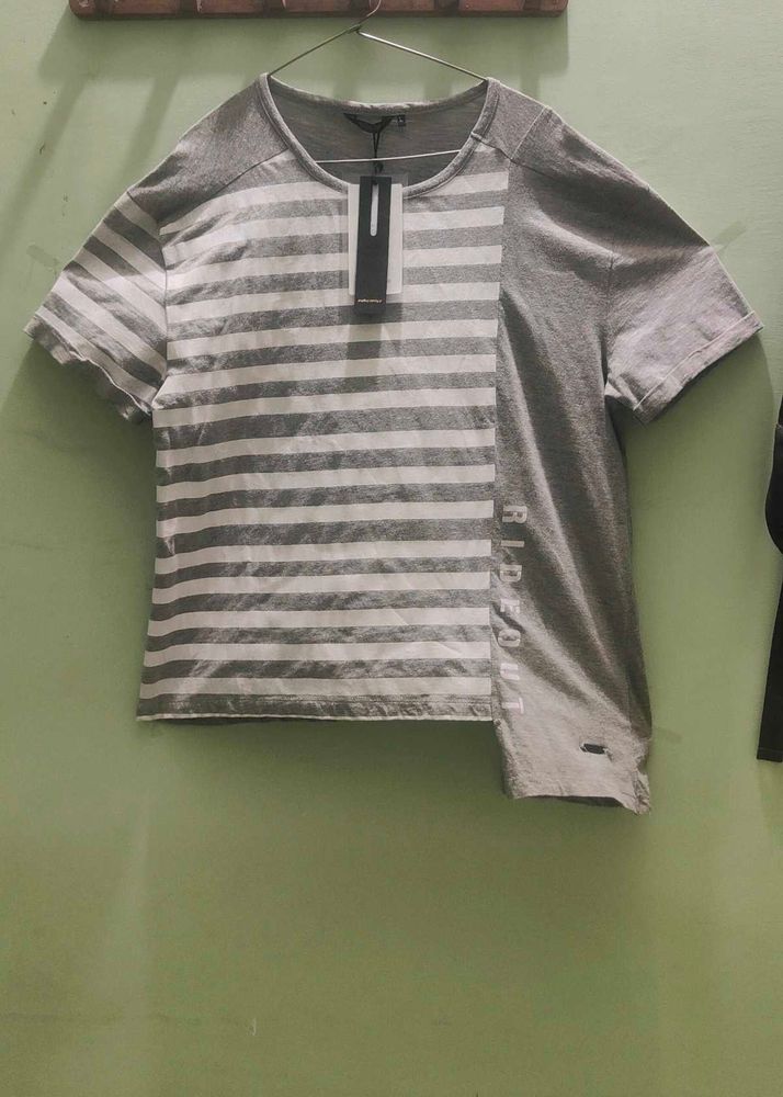 Roaster Grey Printed Women&#39;s Round Neck