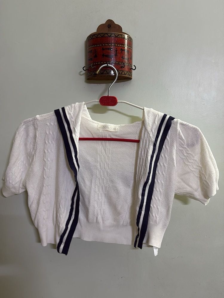 Cute Striped Cropped Cardigan
