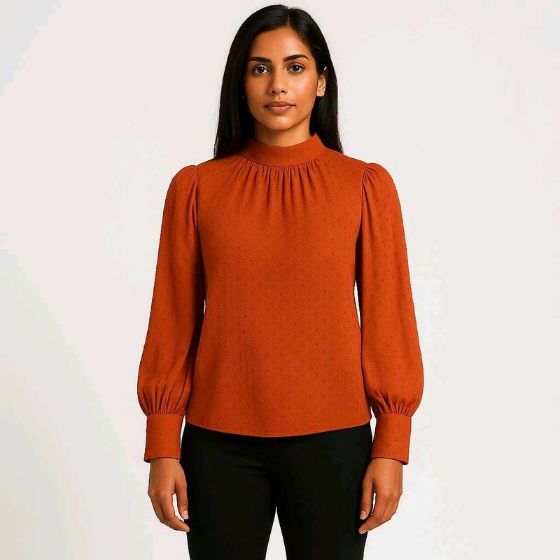 Elegant Rust Blouse | Women top | Medium | Organe