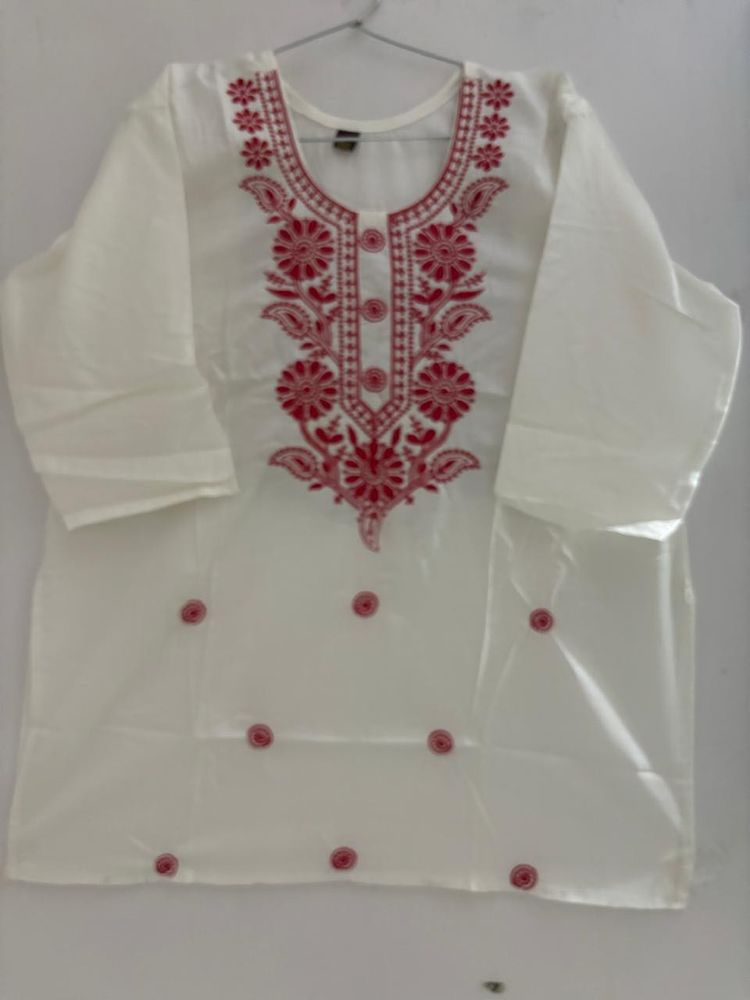 Chikankari Kurti &amp; Cotton Floral Printed Short Kur