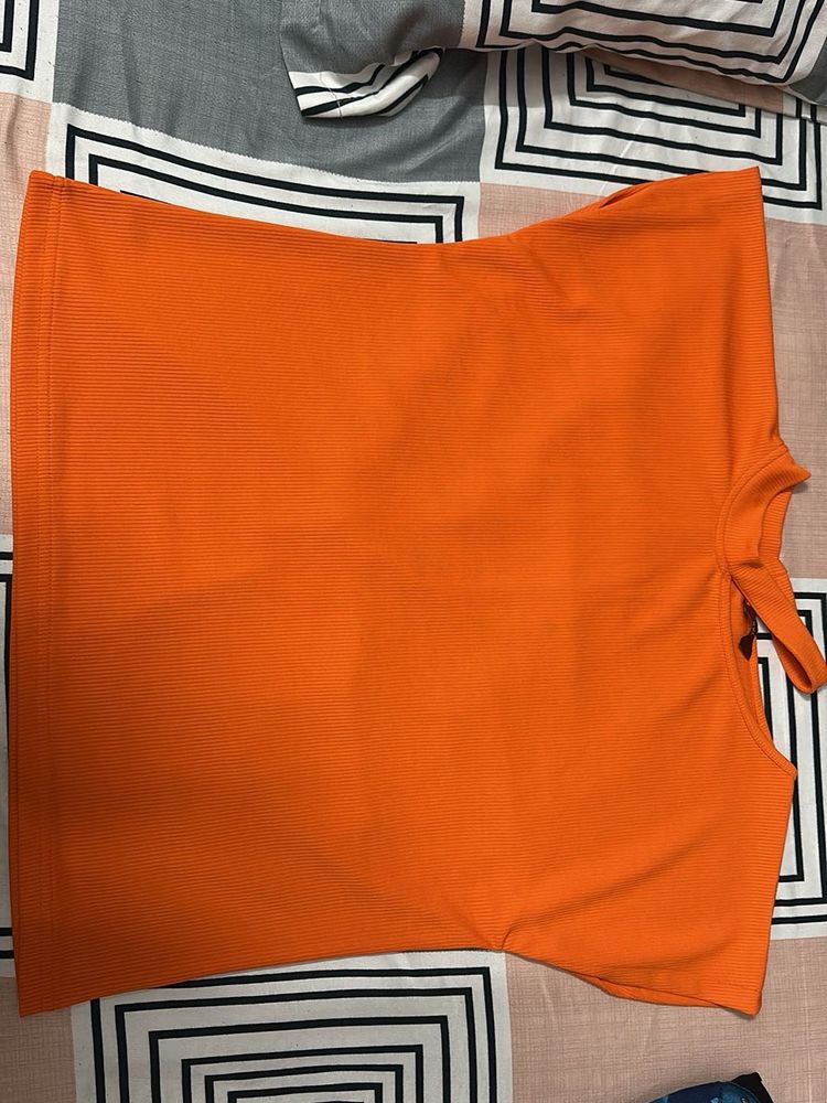 Orange Ribbed Top