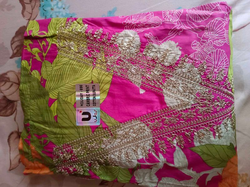 Floral Cambric Cotton Dupatta