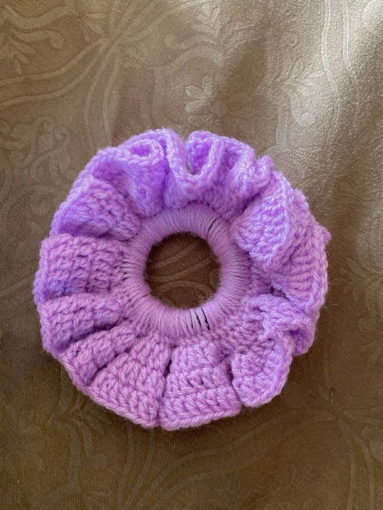 Purple Crochet Scrunchie