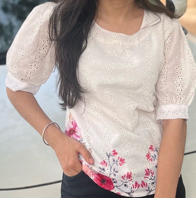Floral White Top
