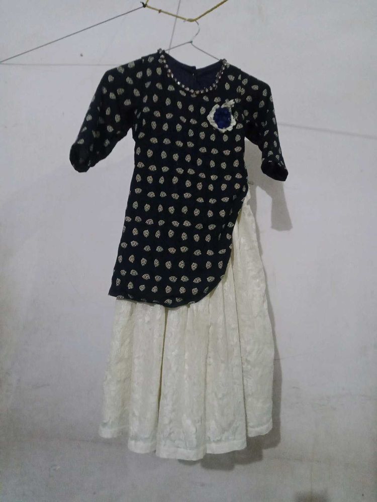 Girls Blue and White Dress