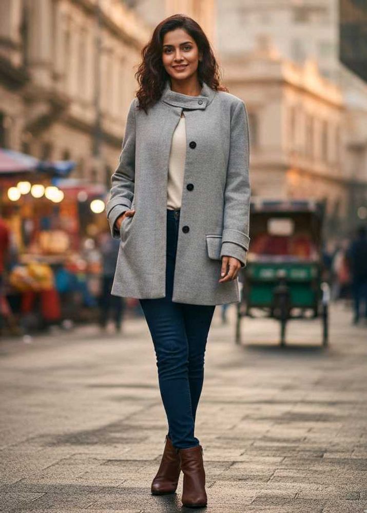 Imported Elegant Grey Women&#39;s Coat