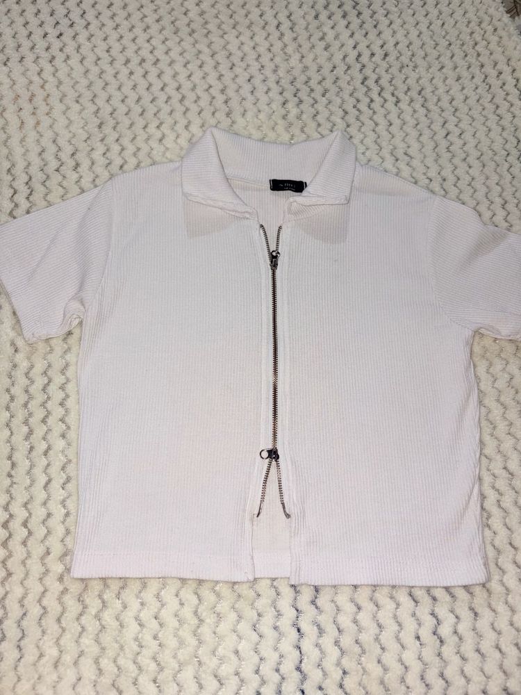 White Zip-Up Shirt