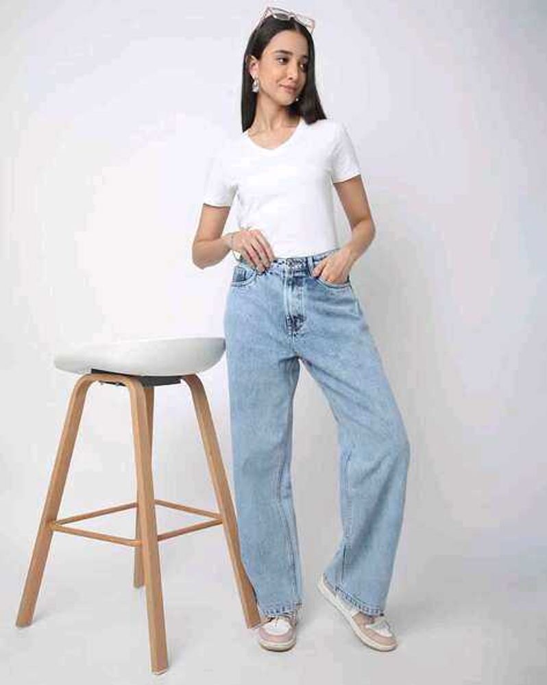 Light Wash Wide Leg Jeans
