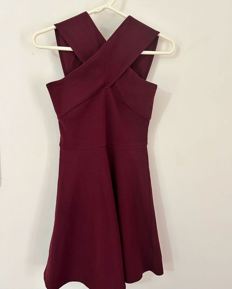 Burgundy Crisscross Mini Dress