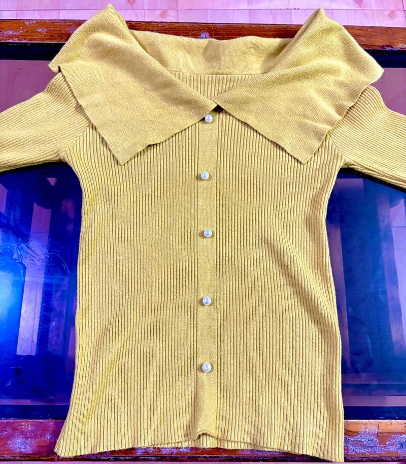Mustard Yellow Ribbed Knit