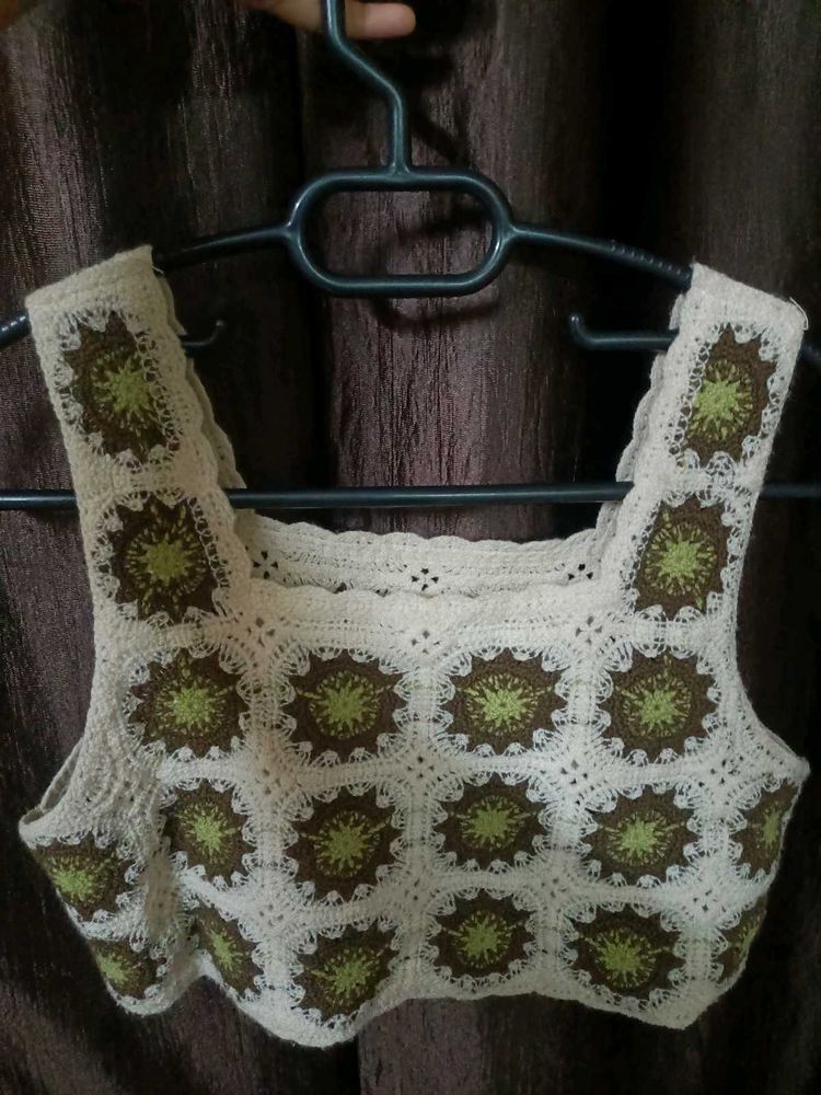 Off White Crochet Crop Top