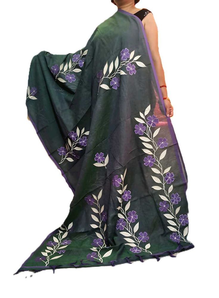 Floral Applique Work Saree
