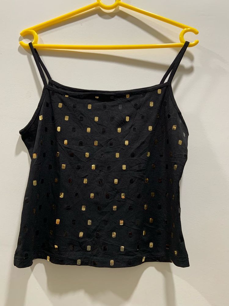 Gold &amp; Black Embellished Cami Top