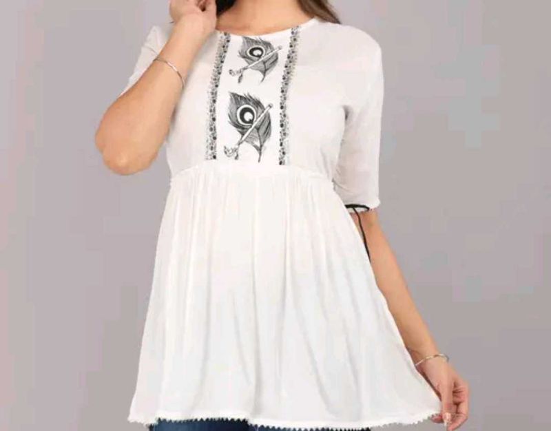 White Printed Top