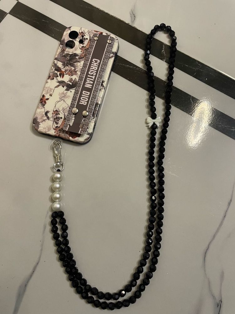 Crystal Beaded Sling With Phone Lanyard Patch
