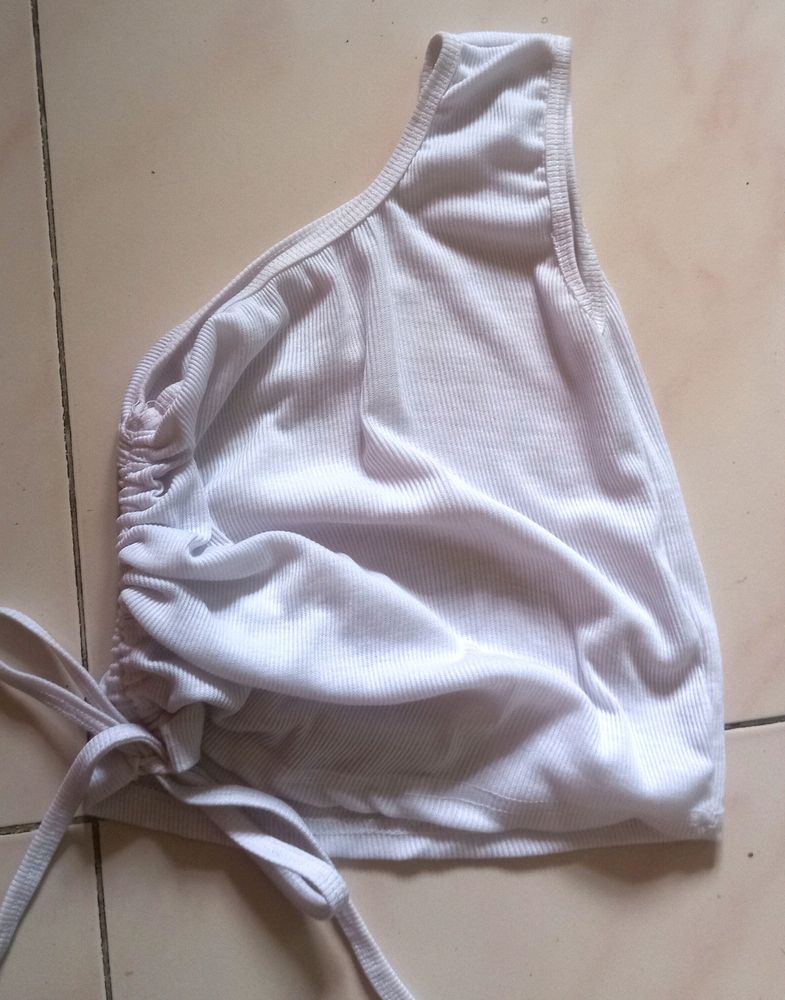 One Shoulder Side Rushed Top