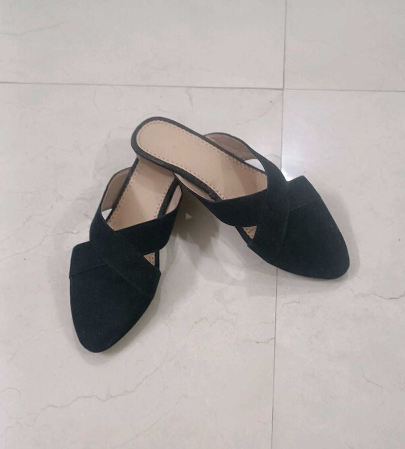 Black Criss-Cross Mules New