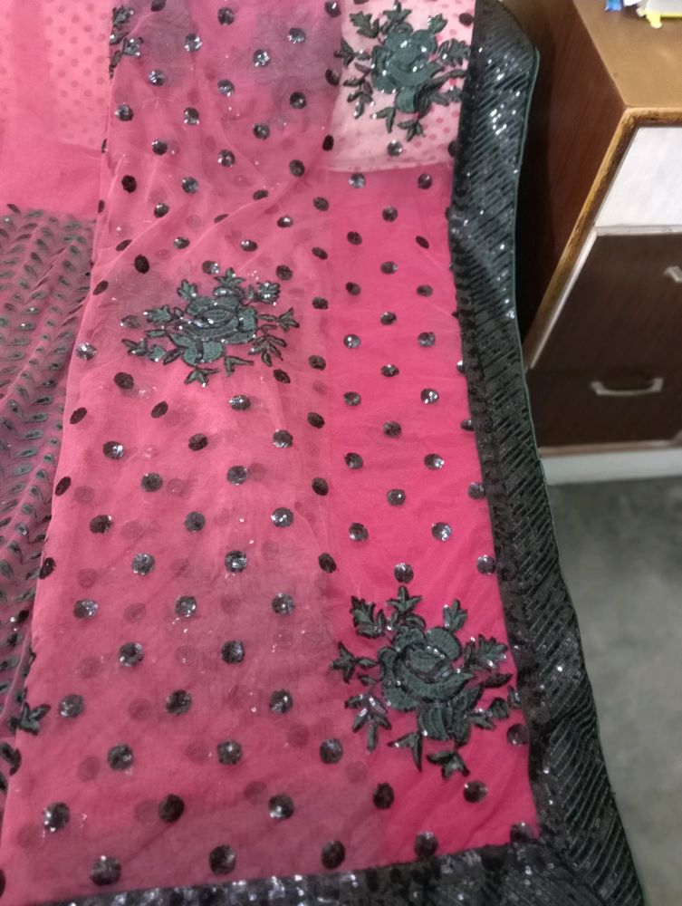 designer net saree with blouse