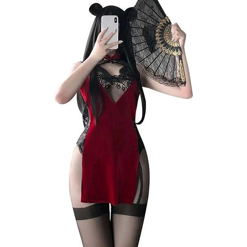 ♥️Maroon Cheongsam Lingerie ♥️