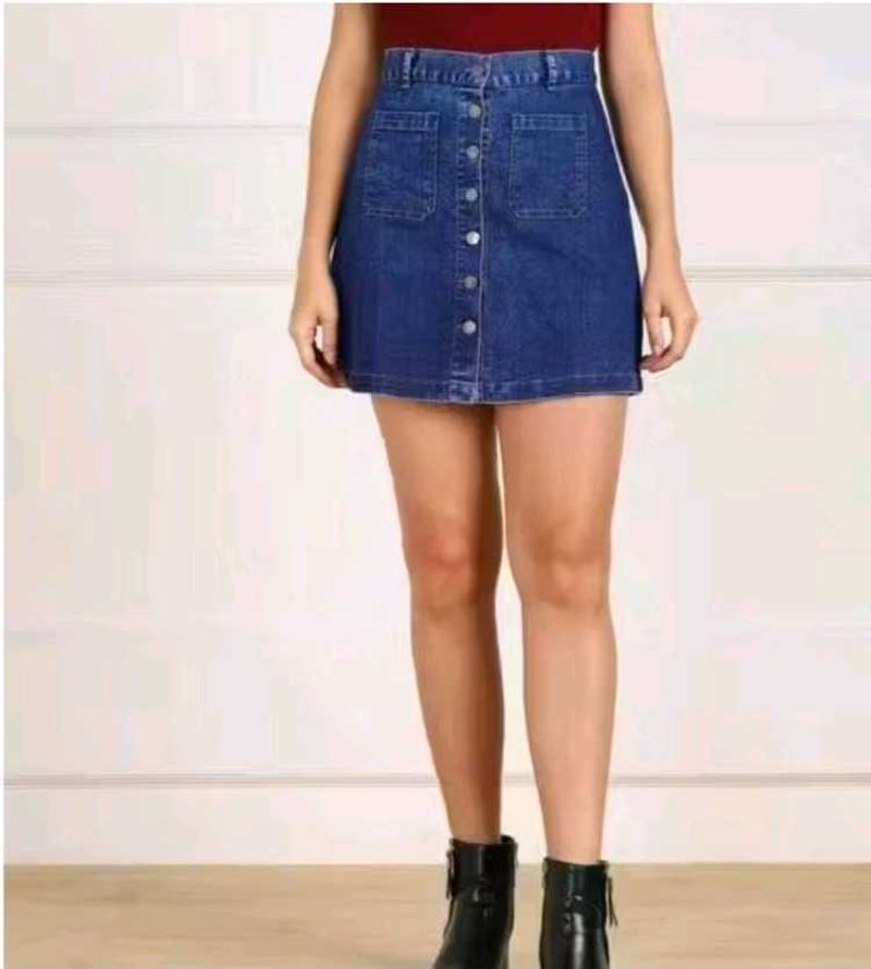 Denim Mini Skirt with Buttons