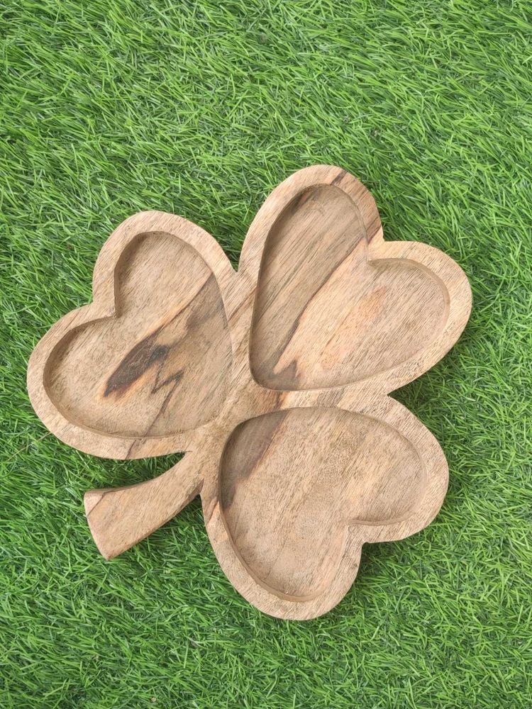 Wooden Cloverleaf Serving Tray/ Cheese Platter
