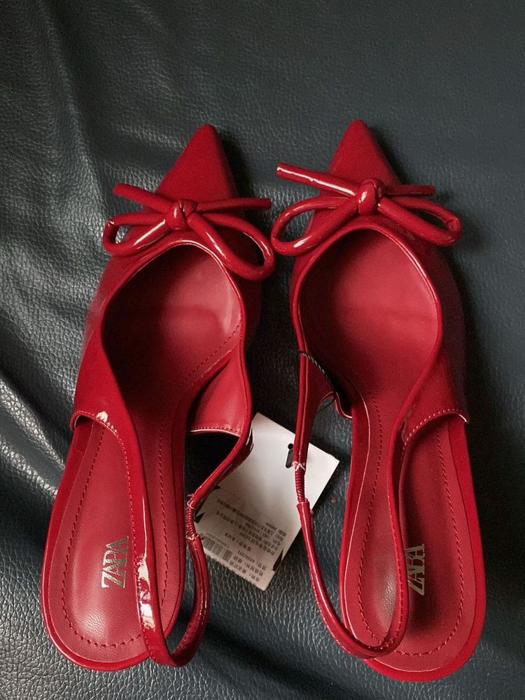 100% Zara Authentic Red Bow Heels