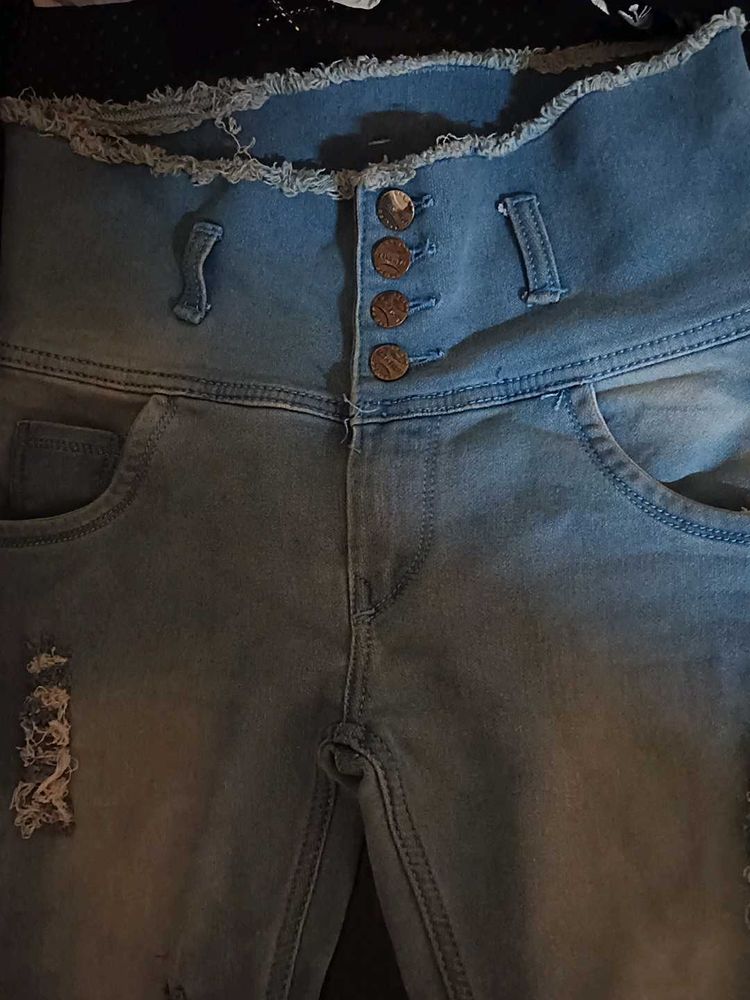 Distressed High-Waisted Jeans