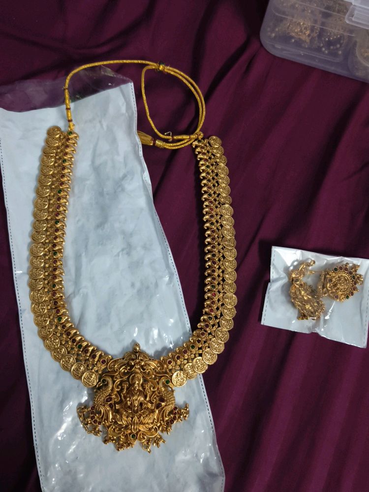 Brand New Lakshmi Kasumalai Haram - Antique Finish