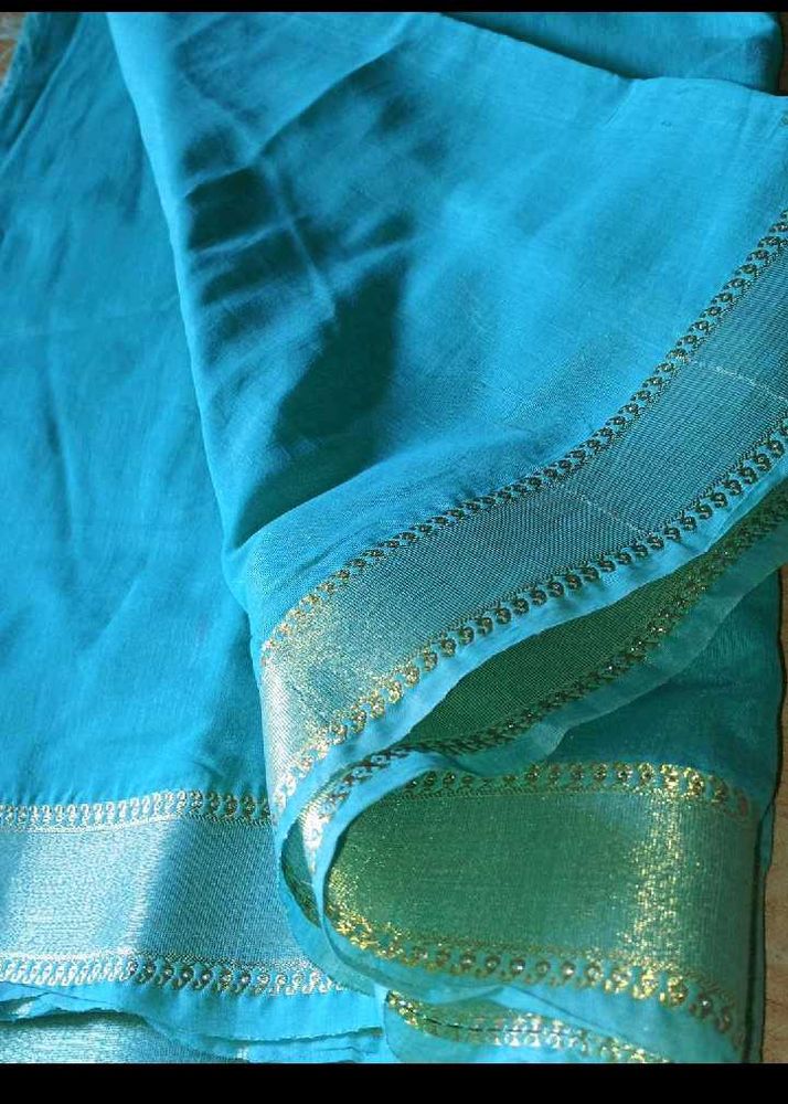 Elegant Blue &amp; Gold Saree