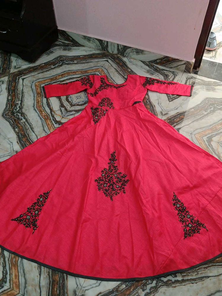 Red Embroidered Ethnic Gown