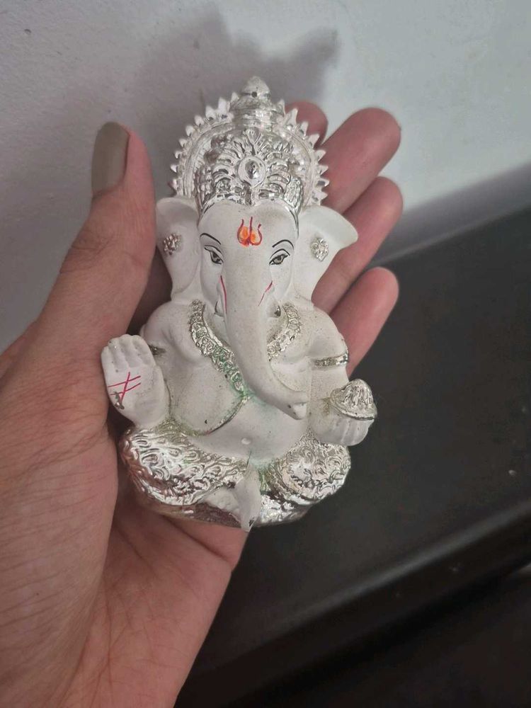 Ganesha Statue - Silver Finish