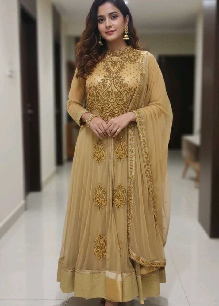 Elegant Gold Embroidered Mastani Suit