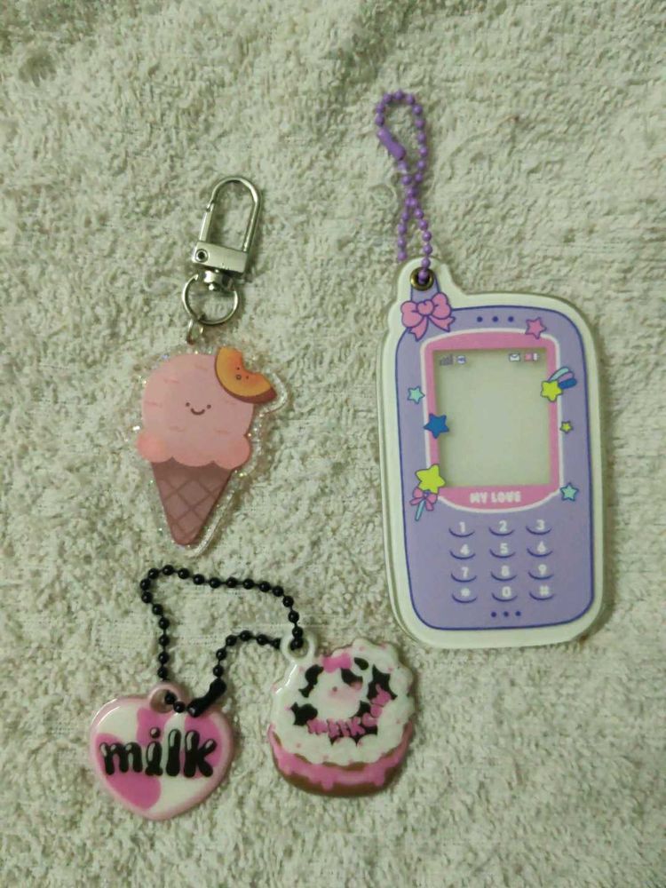 Set of 3 Cute Kawaii Keychains Bundle