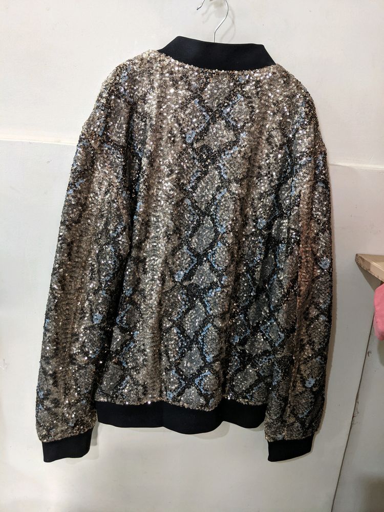 Zara mens Sequin Bomber Jacket
