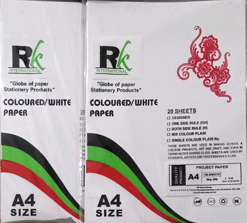 RK International Colored/White Paper pack of 2
