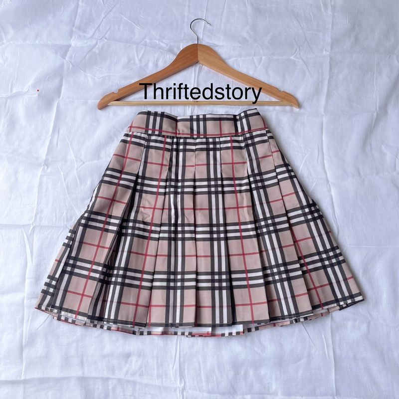 Burberry Print Brown Kpop Pleat Mini Tennis Skirt