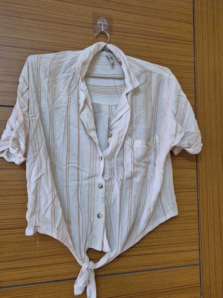 Striped Tie-Front Top