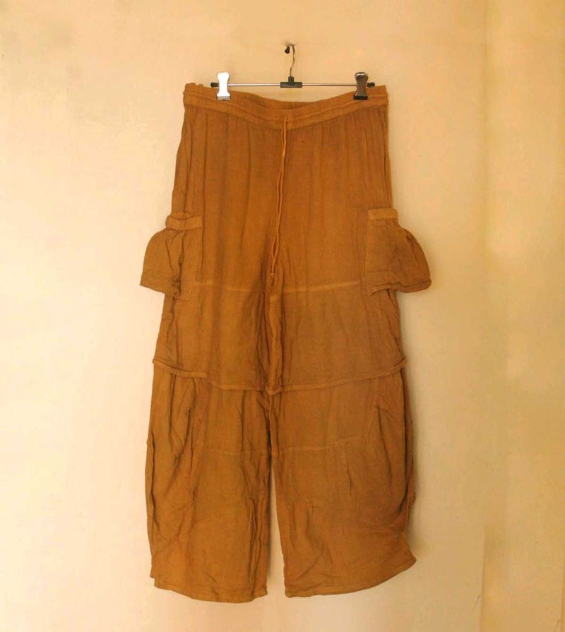 Women Brown Gauze Boho Pants