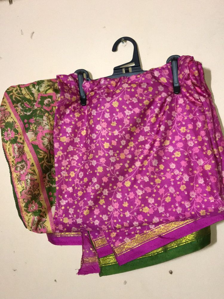 Flower Design With Pink Sari  🥻