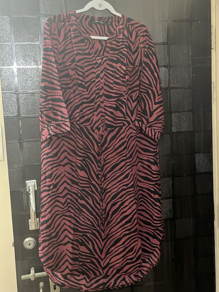 zebra striped midi dress