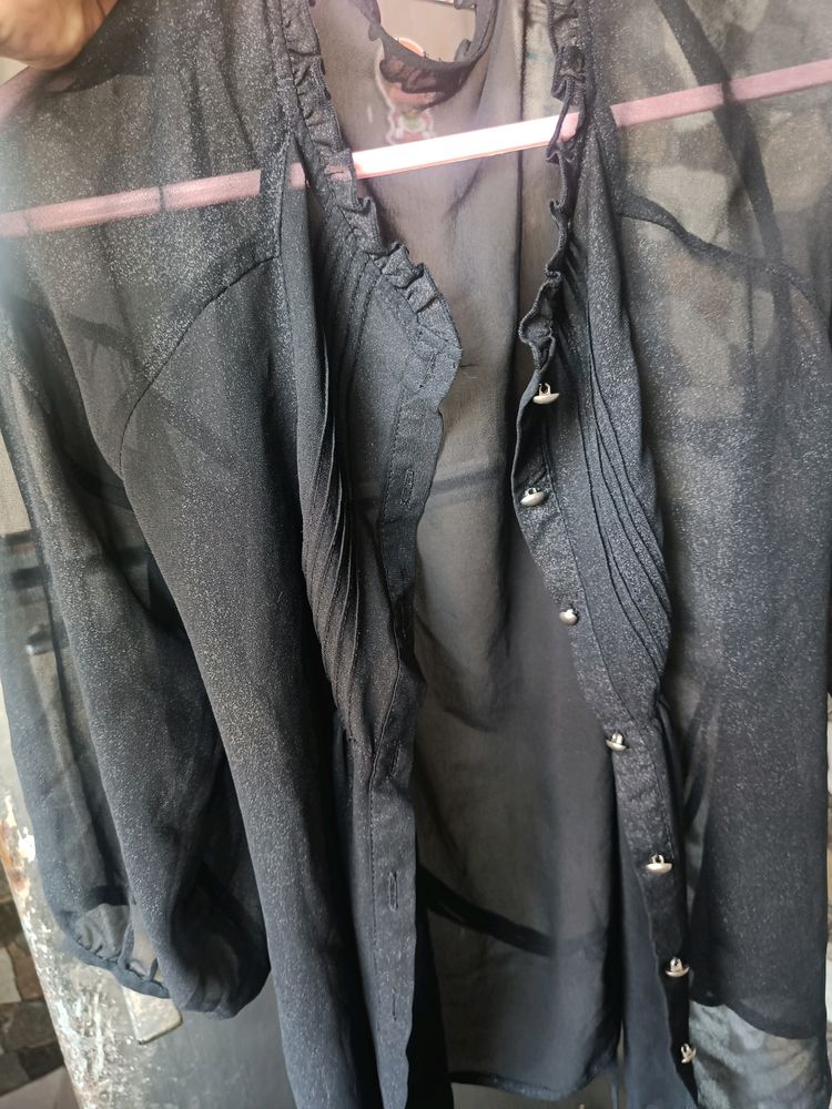 Branded Net Black Shirt For Women