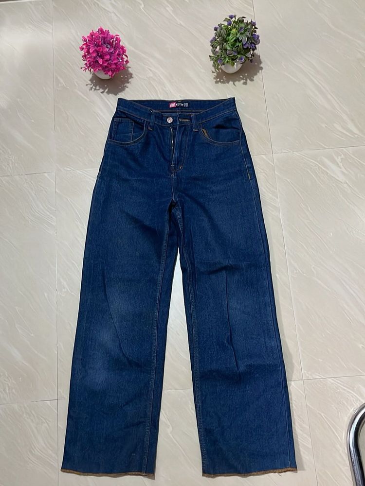 Dark Blue Wide Leg Jeans