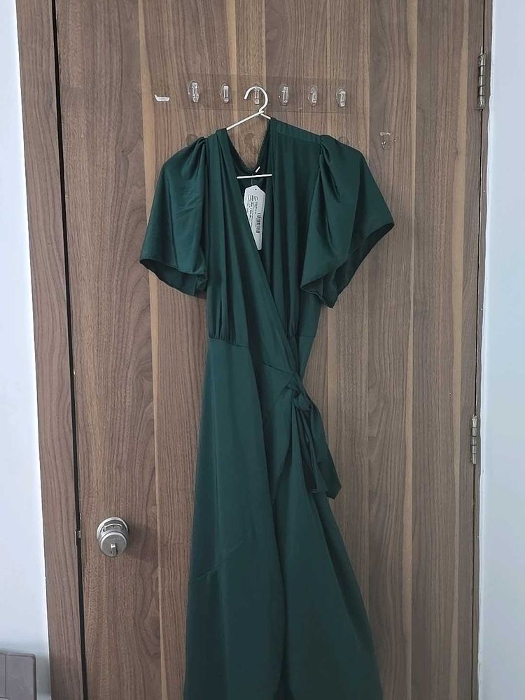Classy Green Wrap Dress