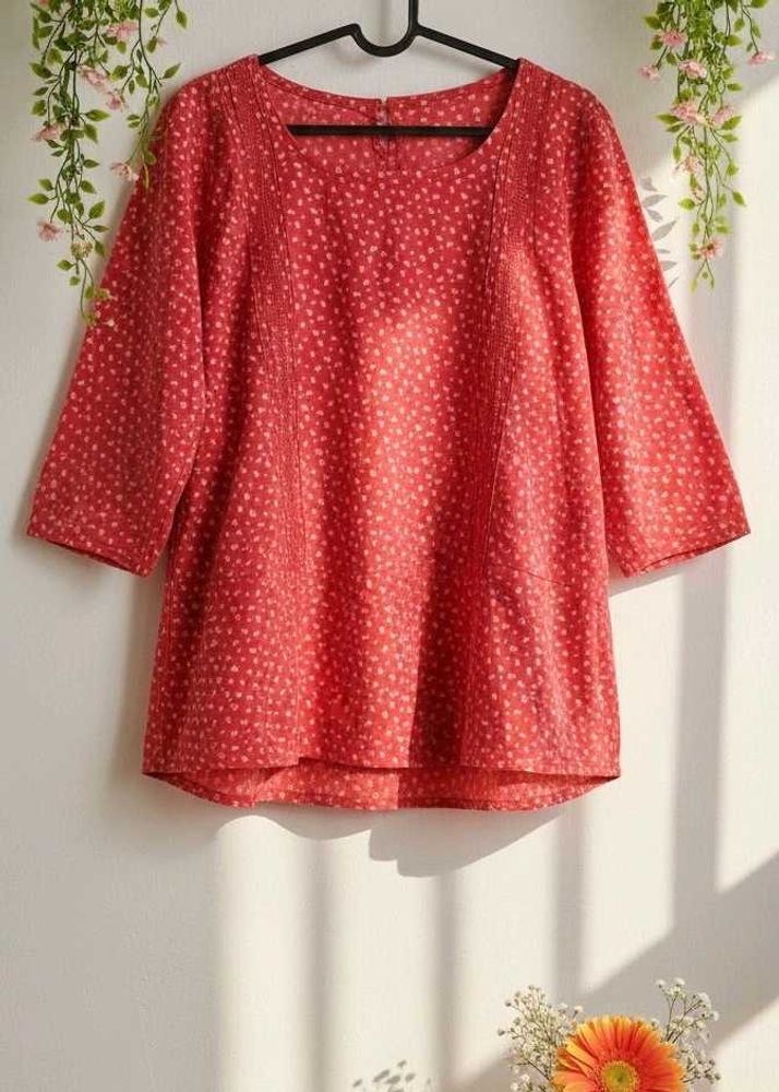 Red Floral Print Top