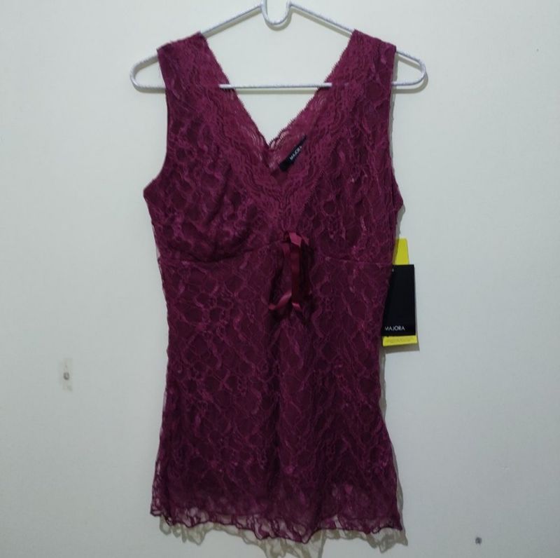 Majora Pink lace sleeveless top blouse