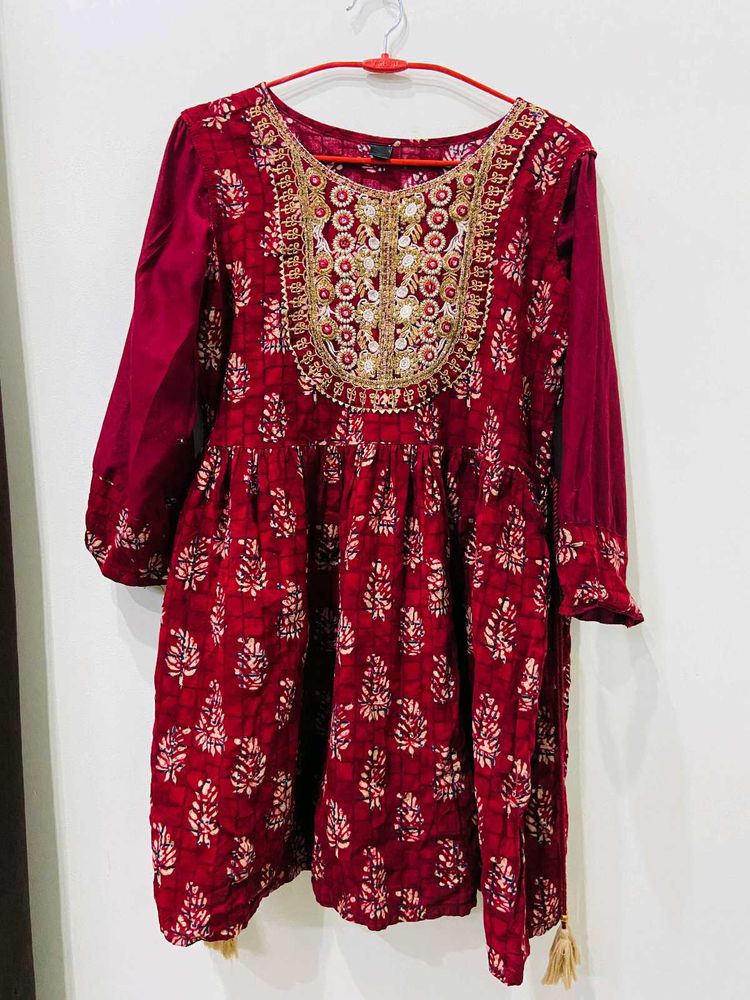 Short Frock With Gherdaar Sharara