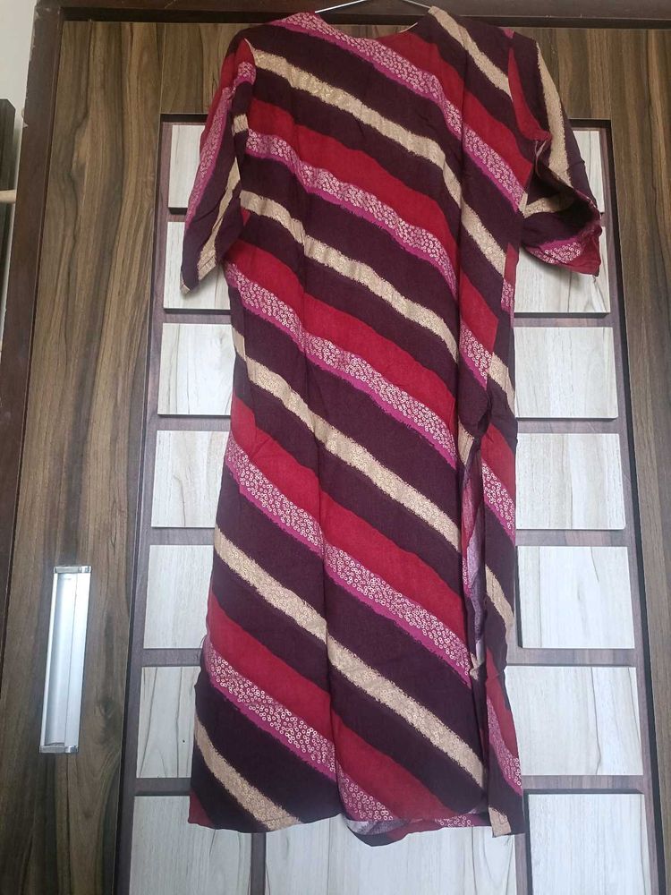 Striped Red &amp; Brown Kaftan Dress